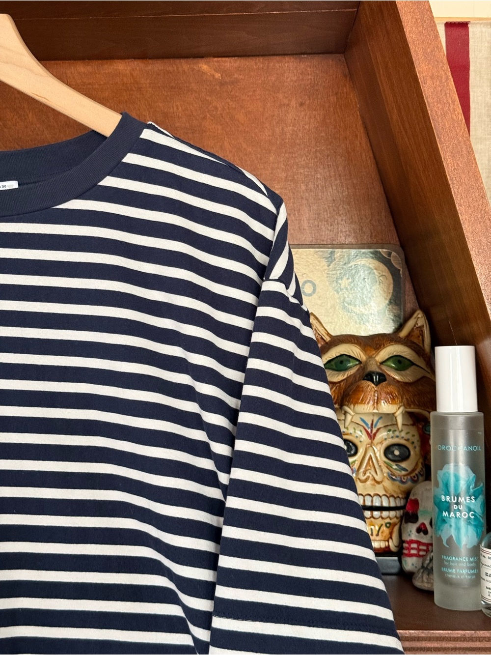 Zara - Boxy Nautical Striped Short-Sleeve Tee - Navy / White - Women’s Large